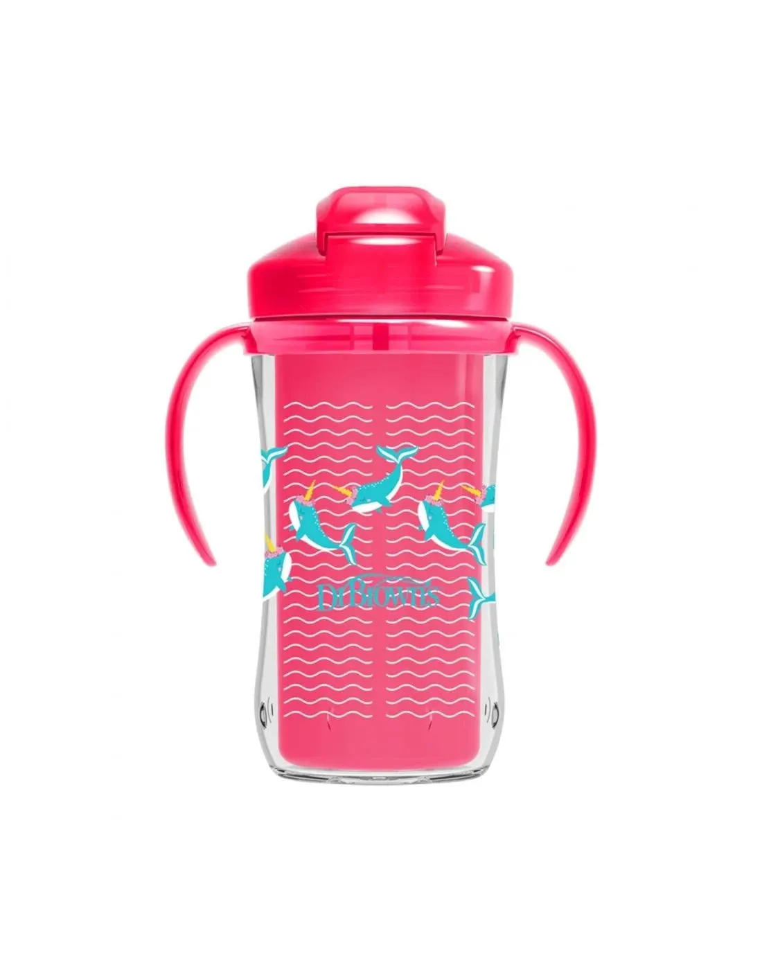 [ 2 Pack ] Dr Brown's 10oz/300Ml Insulated  Straw Cup, 12M  (Pink Deco)