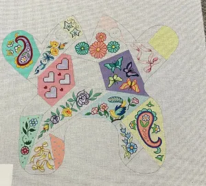 * SALE / CBK Needlepoint M136 Pastel Crazy Patch Frog