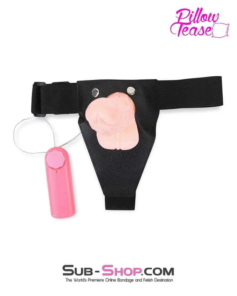 0698E      Vibrating Penis Extender Hollow Strap On Harness Set with Vibrating Tip
