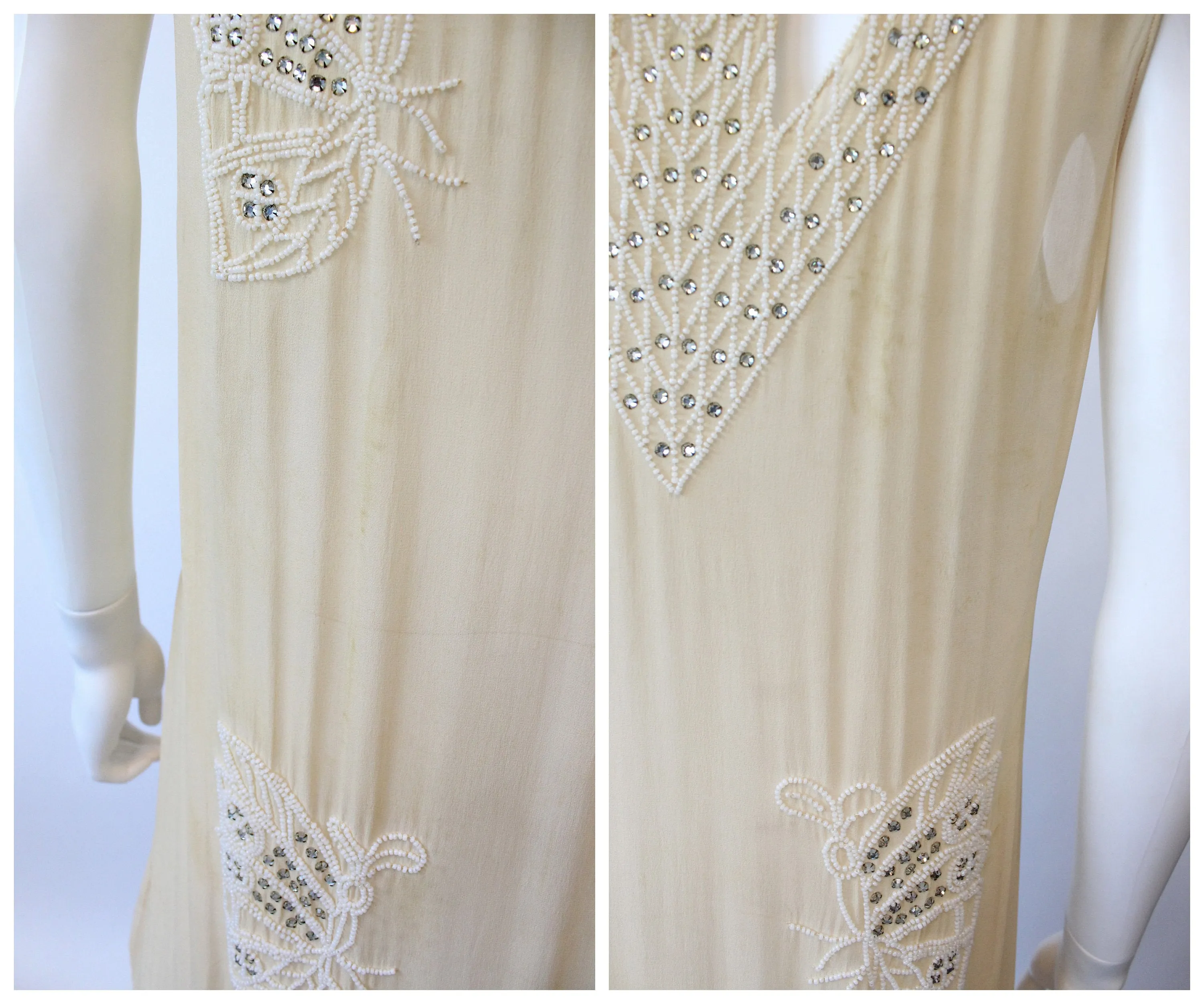1920s rare BUTTERFLY beaded RHINESTONE dress small | new fall
