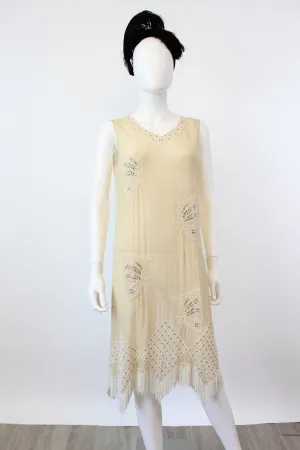 1920s rare BUTTERFLY beaded RHINESTONE dress small | new fall