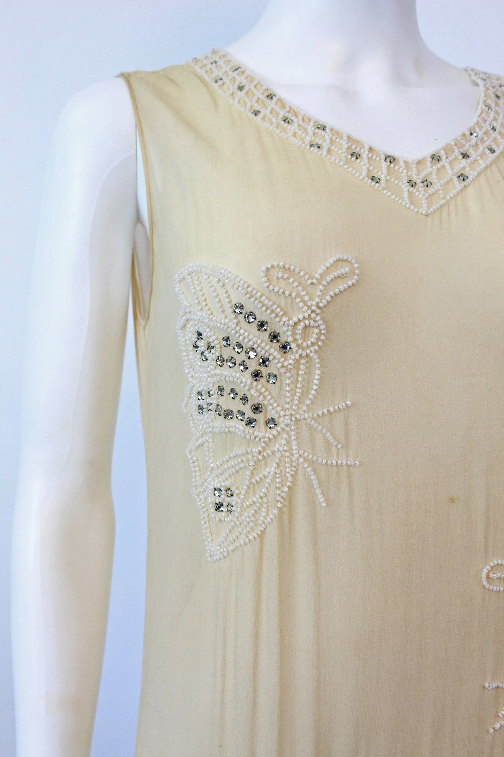 1920s rare BUTTERFLY beaded RHINESTONE dress small | new fall