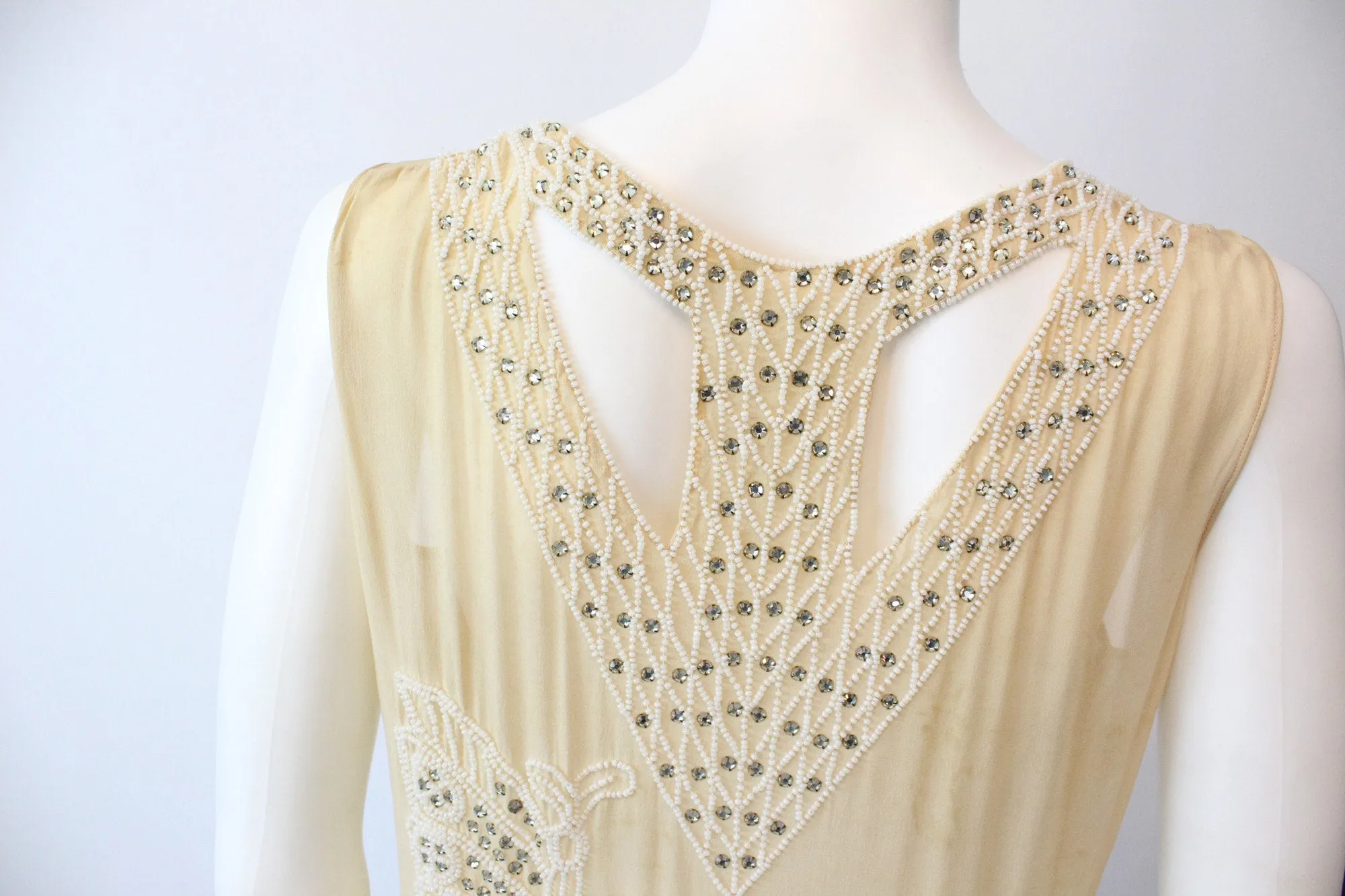 1920s rare BUTTERFLY beaded RHINESTONE dress small | new fall