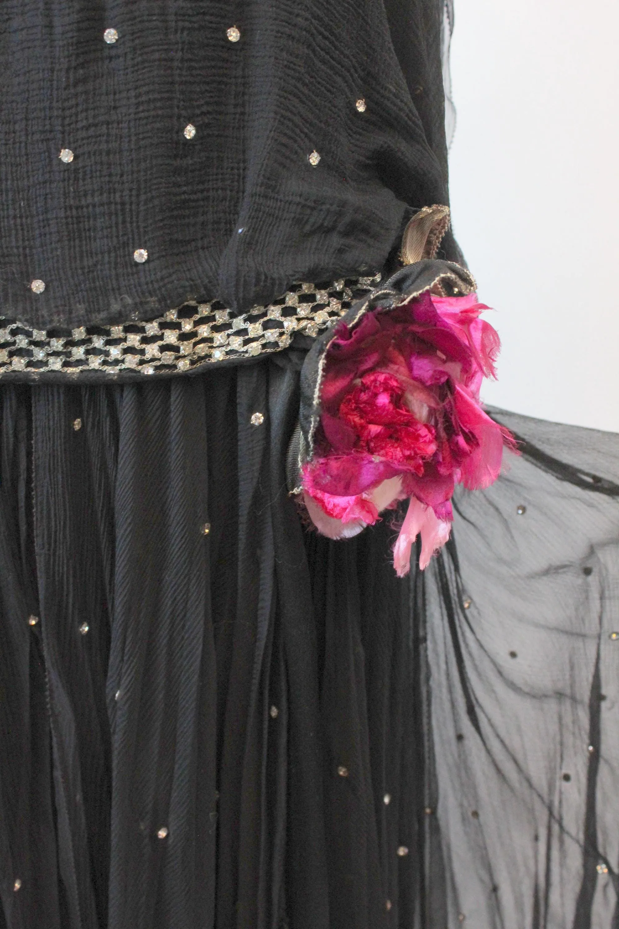 1920s THERESE FRENCH shop rhinestone silk dress large | new fall winter