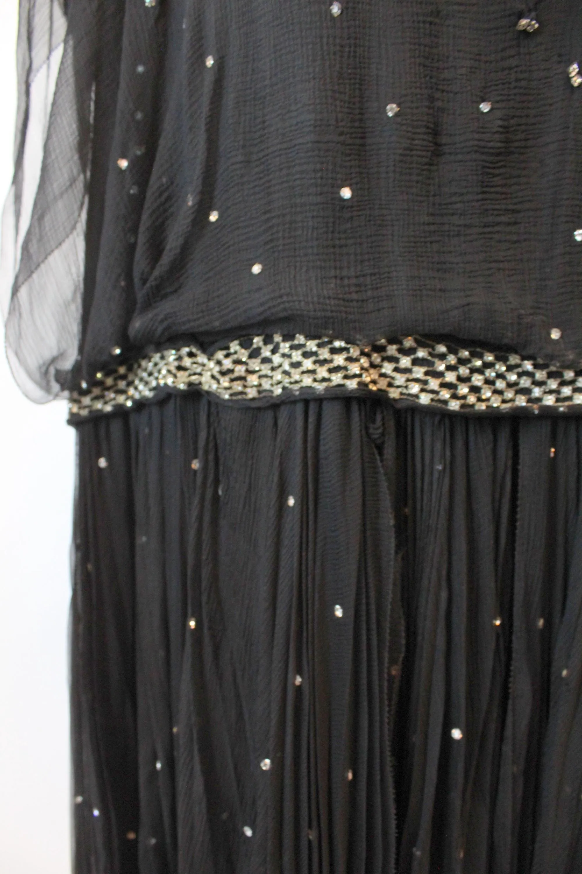 1920s THERESE FRENCH shop rhinestone silk dress large | new fall winter