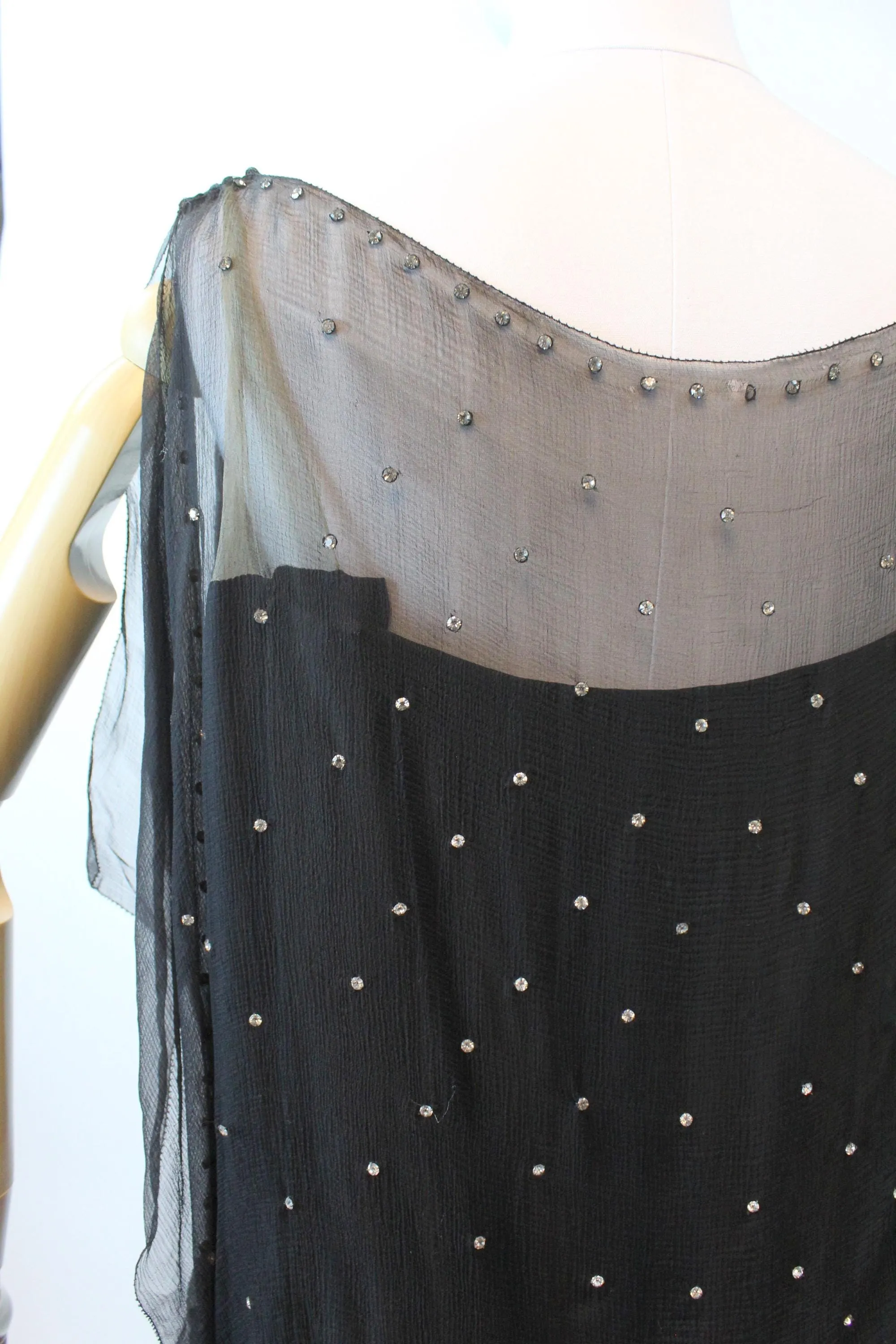 1920s THERESE FRENCH shop rhinestone silk dress large | new fall winter
