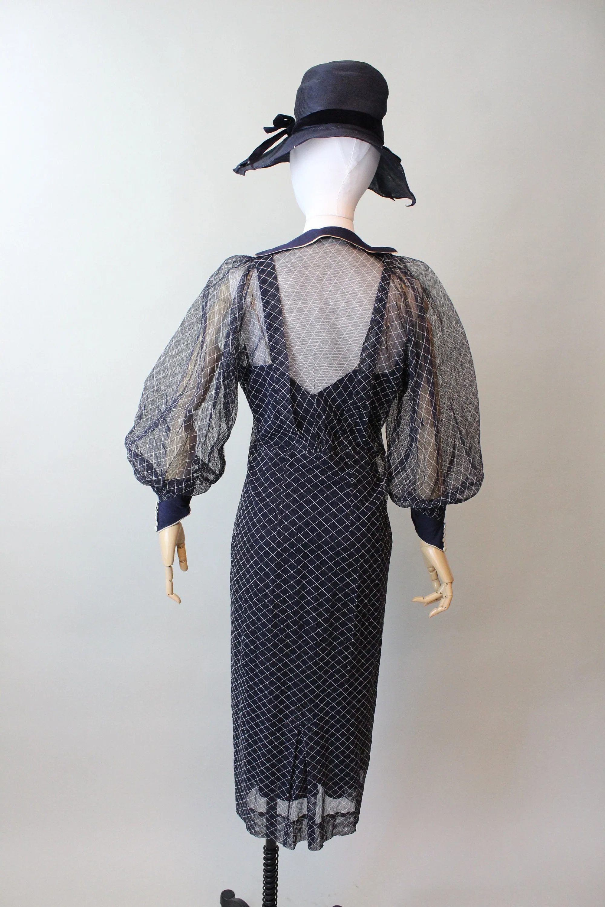 1930s BALLOON SLEEVES mesh dress small medium | new fall