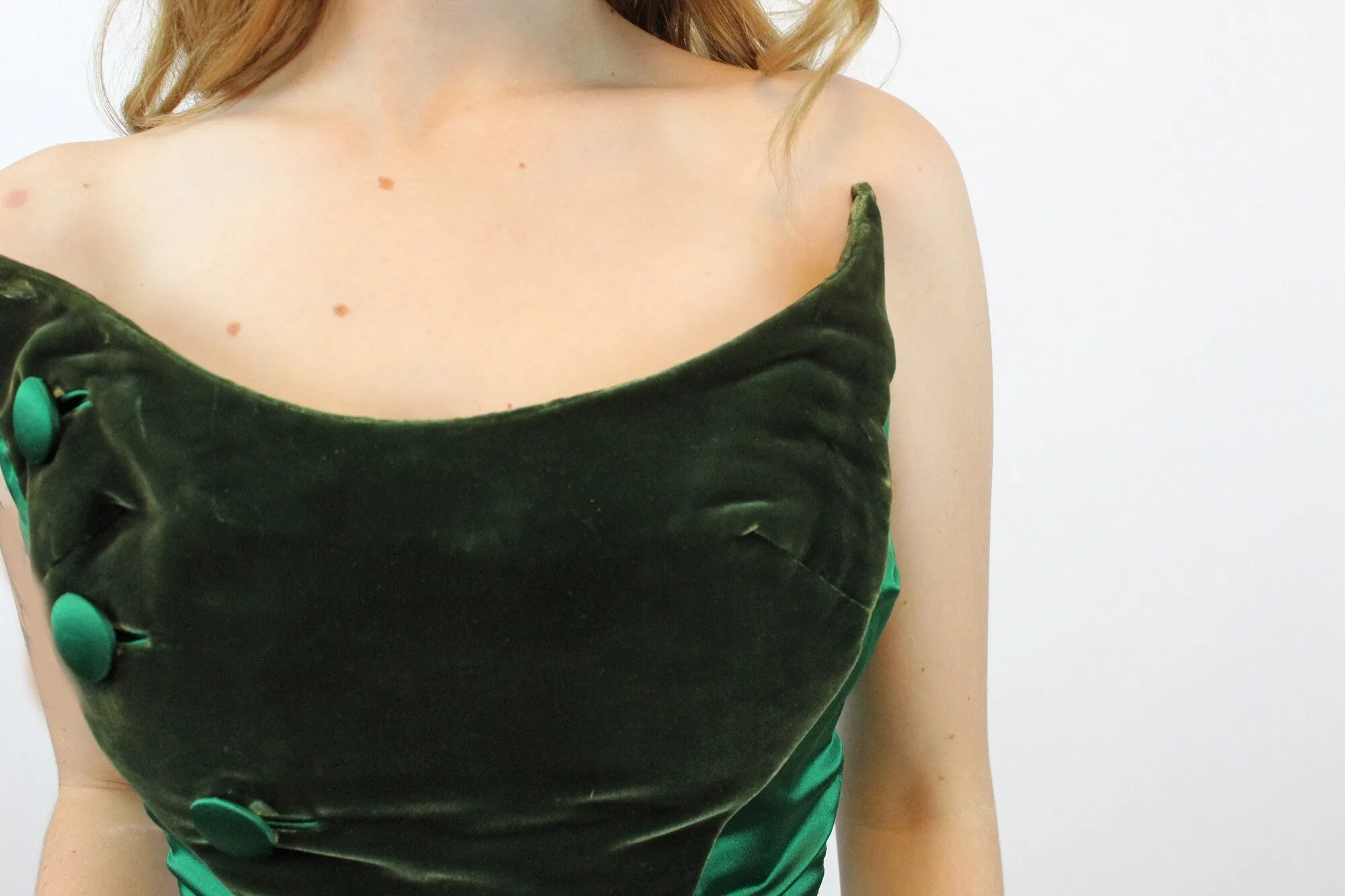 1960s OLEG CASSINI demi couture satin velvet dress xs | new winter