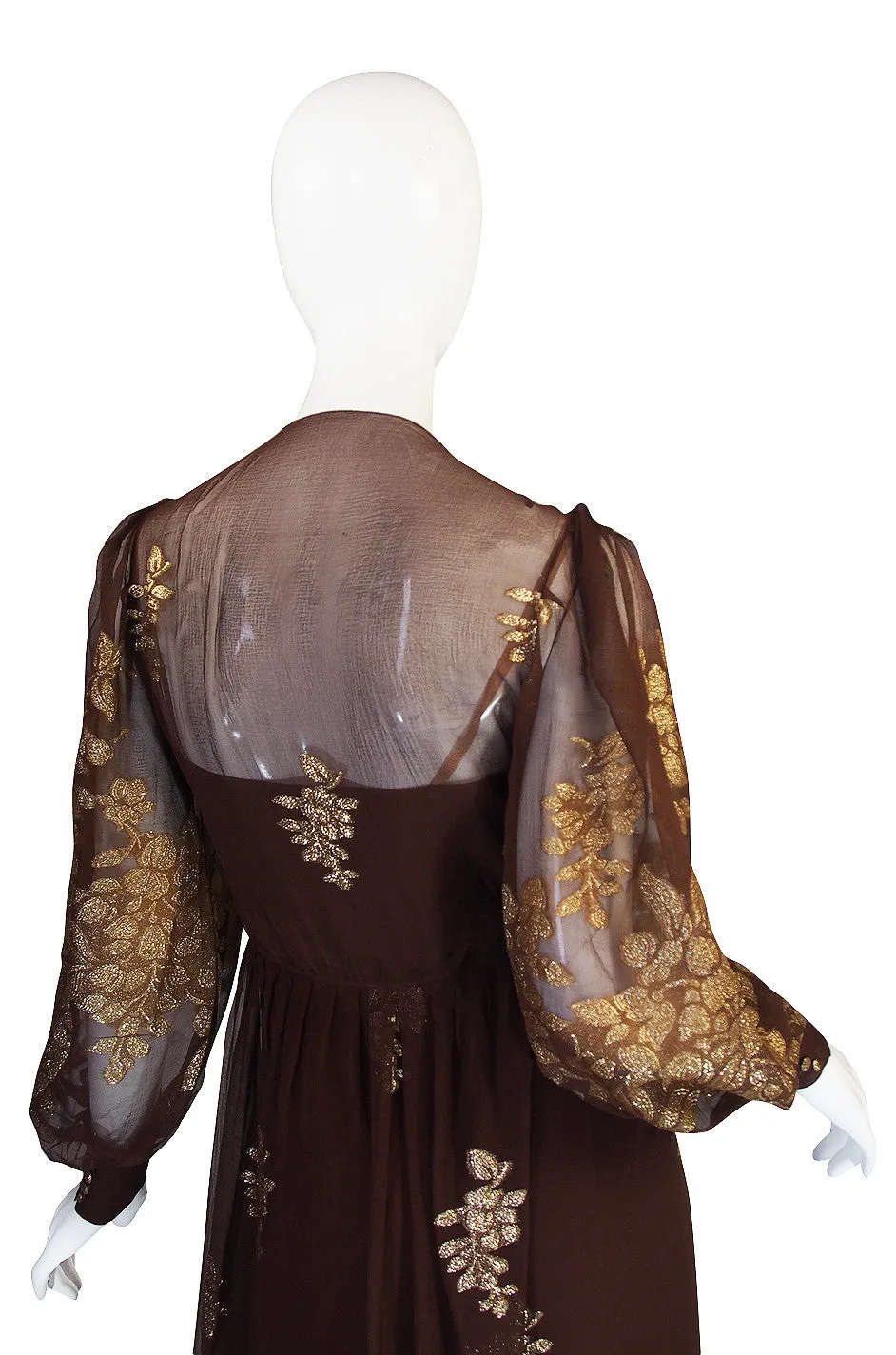 1970s Haute Couture Yves Saint Laurent Metallic Dress