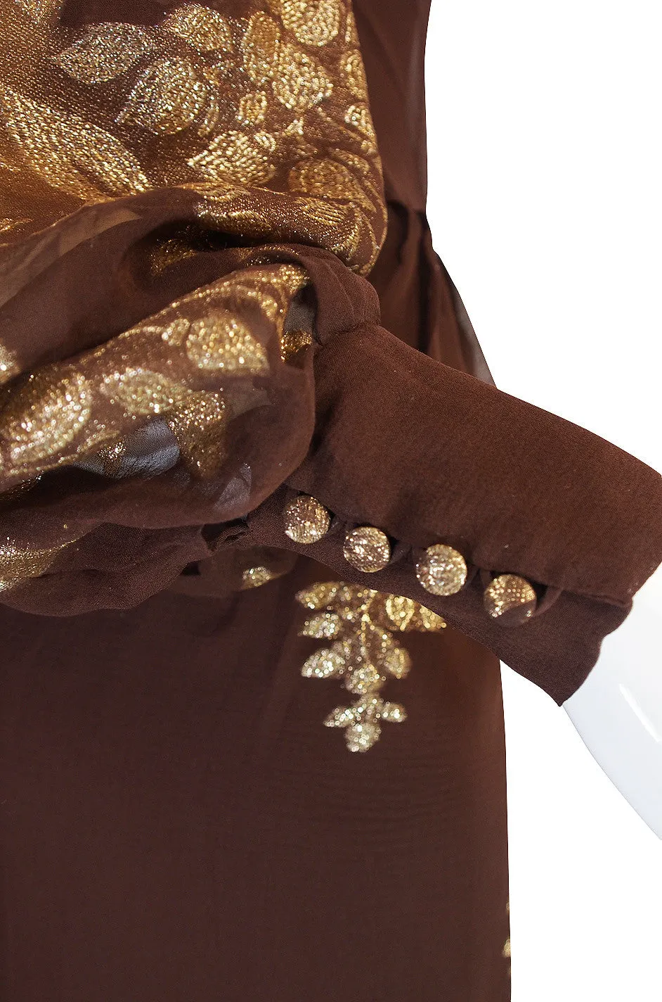 1970s Haute Couture Yves Saint Laurent Metallic Dress