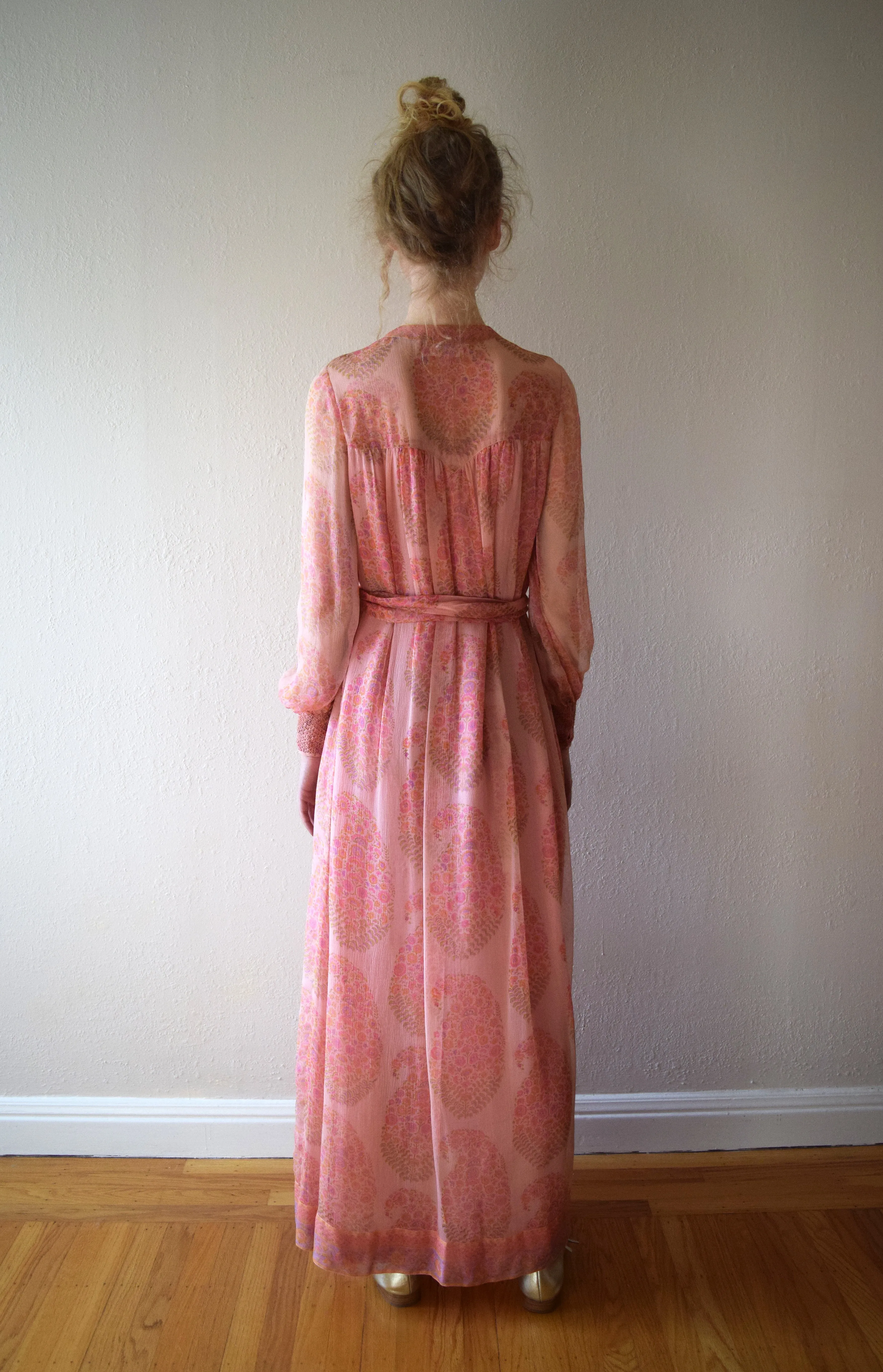 1970s Treacy Lowe dress . vintage silk chiffon gown . size xs to small