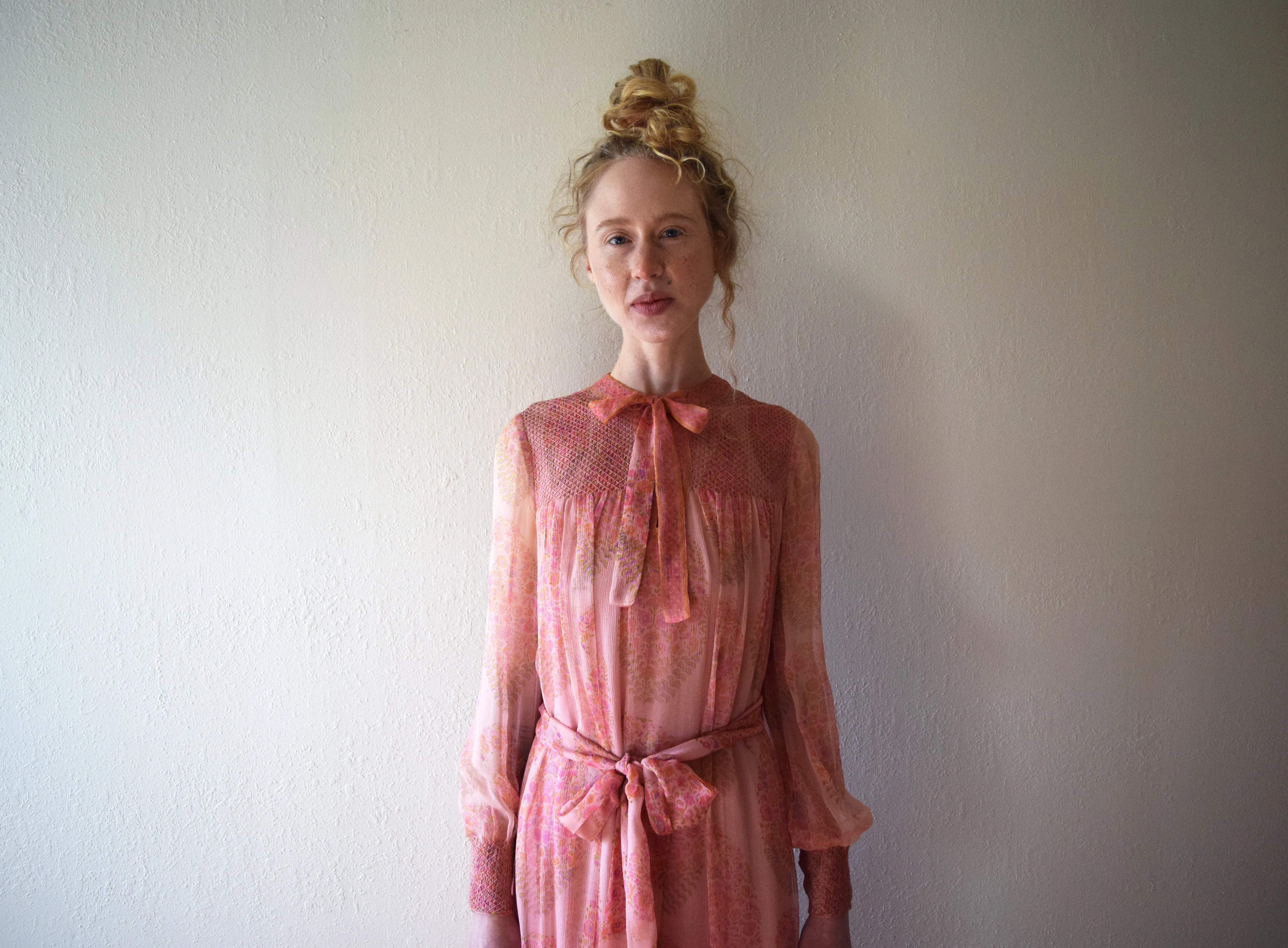 1970s Treacy Lowe dress . vintage silk chiffon gown . size xs to small