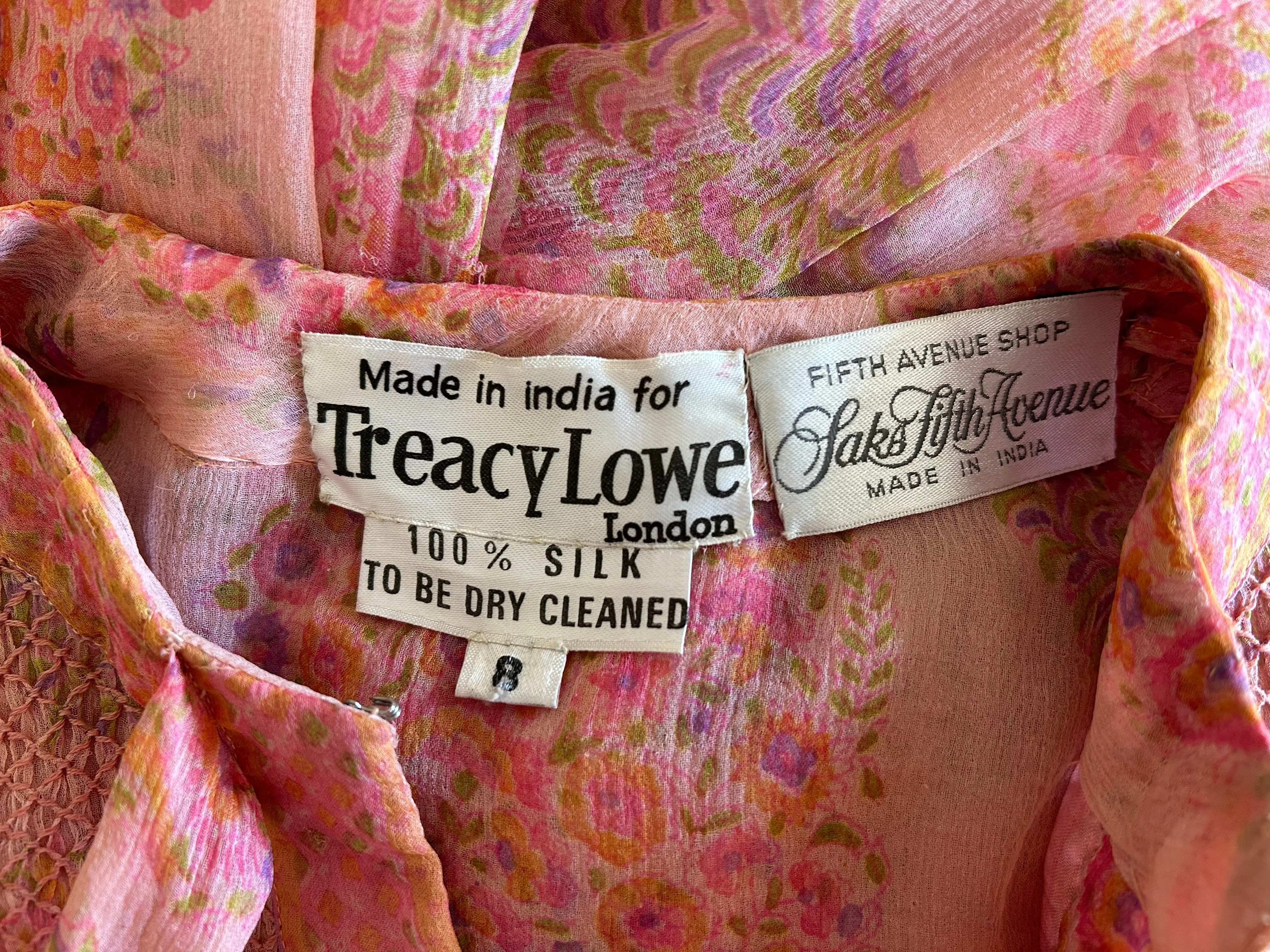 1970s Treacy Lowe dress . vintage silk chiffon gown . size xs to small