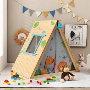 2-in-1 Children's Montessori Fir Wood Climbing Frame | Climbing Wall and Playhouse | 3-8 Years