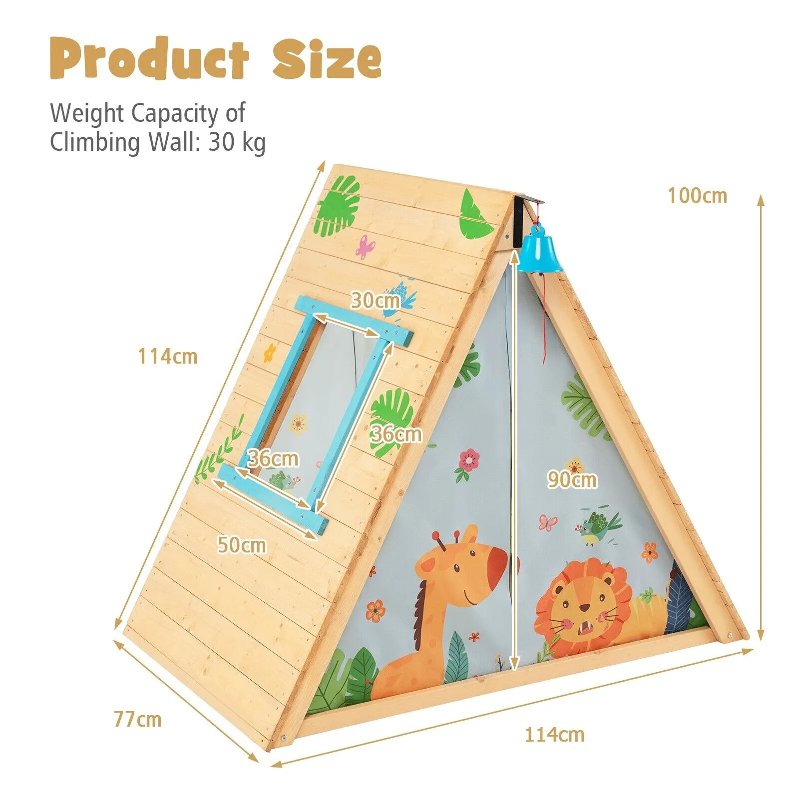 2-in-1 Children's Montessori Fir Wood Climbing Frame | Climbing Wall and Playhouse | 3-8 Years