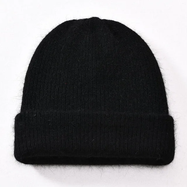 2017 New Winter Hat for Women Rabbit Cashmere Knitted Beanies Thick Warm Vogue Ladies Wool Angora Hat Female Beanie Hats