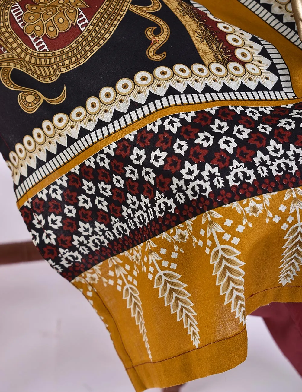3 Pc Un-stitched Embroidered Lawn - Groovy Goodness (ATL-2B-Redish Brown)