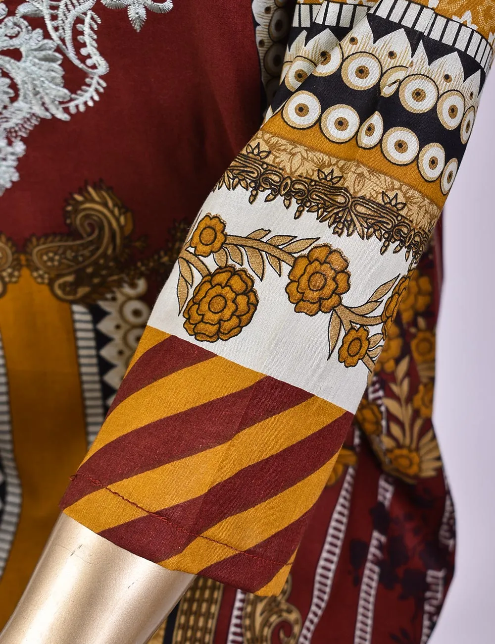 3 Pc Un-stitched Embroidered Lawn - Groovy Goodness (ATL-2B-Redish Brown)