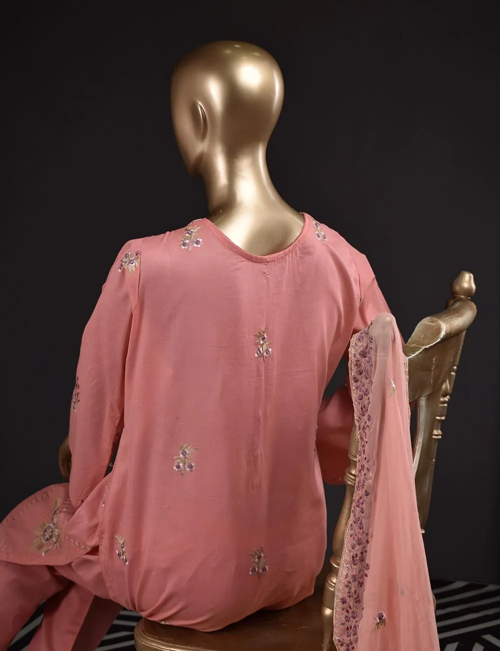3 Pc Unstitched Embroidered Lawn Dress with Chiffon Embroidered Dupatta - Prague (ZEB-3B)