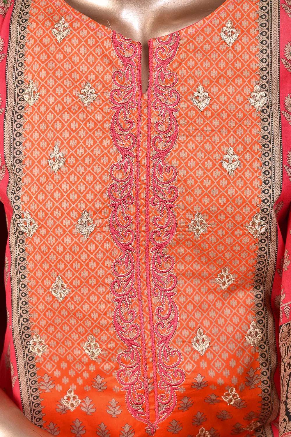3 Pc Unstitched Embroidered Lawn Dress with Chiffon Printed Dupatta - Classical Shades (JEL-01A)