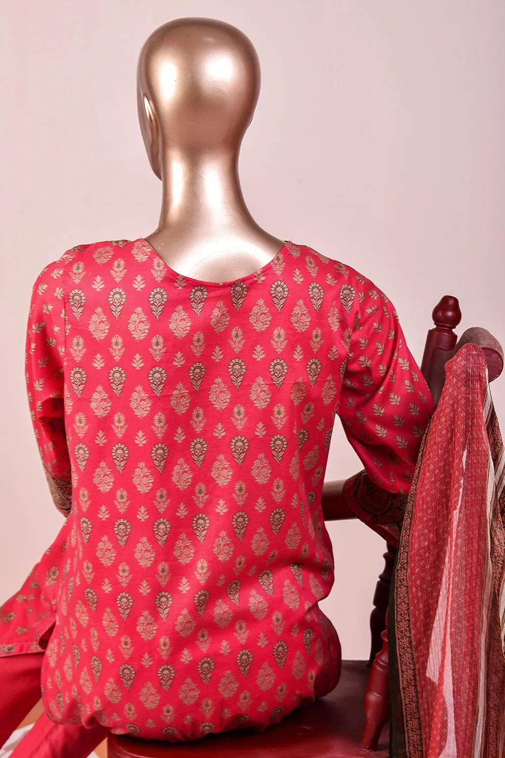 3 Pc Unstitched Embroidered Lawn Dress with Chiffon Printed Dupatta - Classical Shades (JEL-01A)