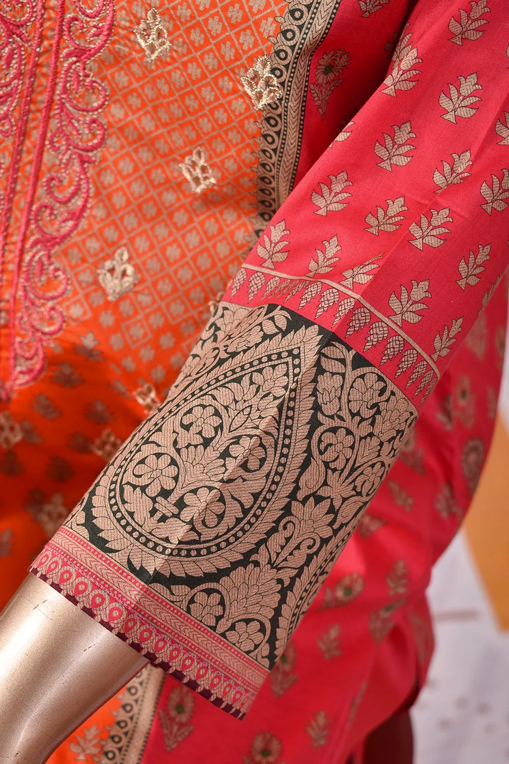 3 Pc Unstitched Embroidered Lawn Dress with Chiffon Printed Dupatta - Classical Shades (JEL-01A)