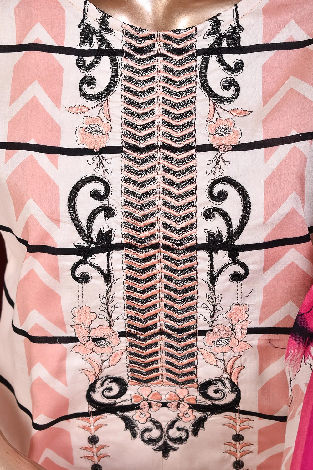 3 Pc Unstitched Embroidered Lawn Dress with Chiffon Printed Dupatta - Royalia (JEL-04)