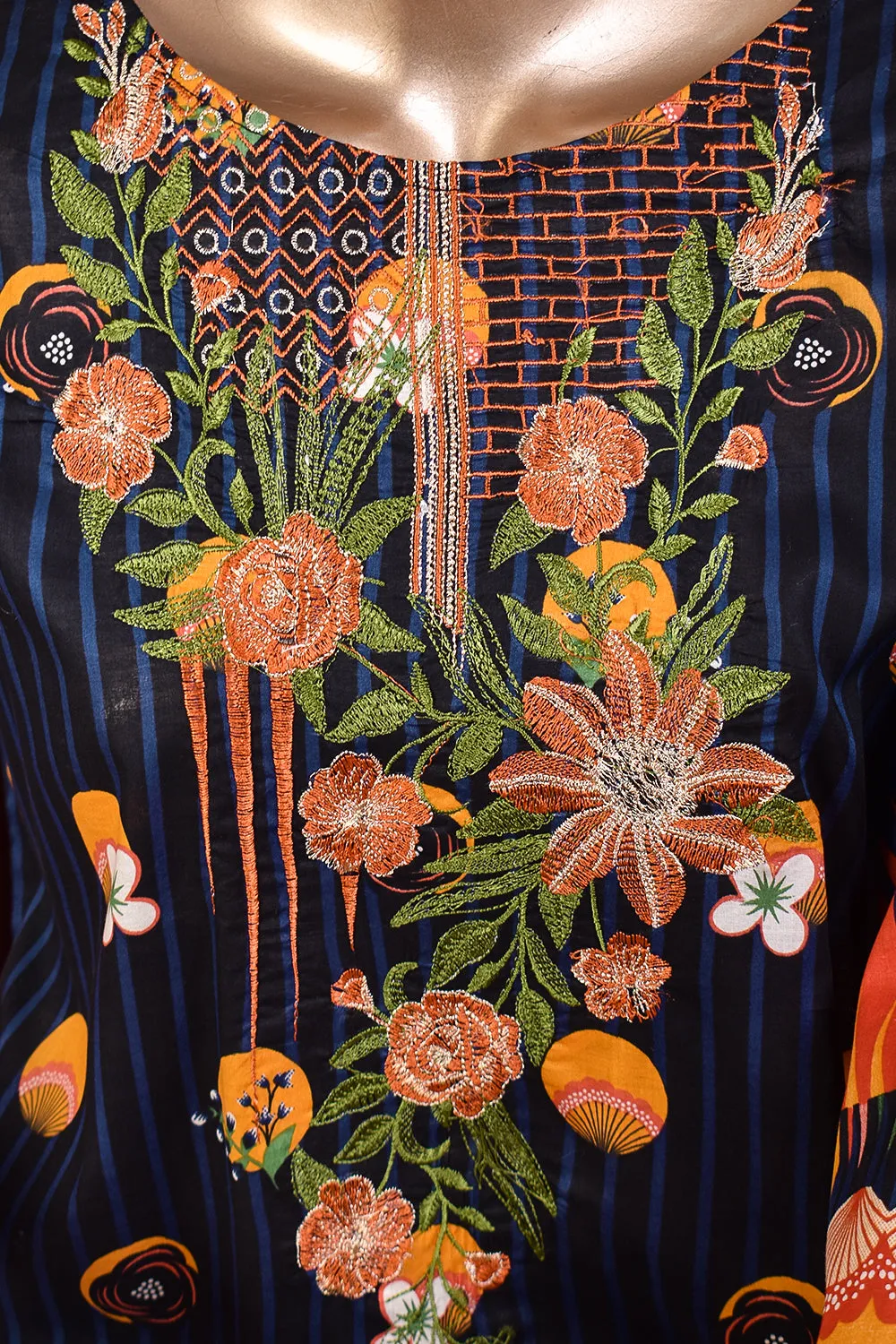 3 Pc Unstitched Embroidered Lawn Dress with Chiffon Printed Dupatta - Spiff (JEL-10)