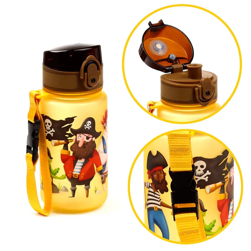 350ml Shatterproof Pop Top Children's Water Bottle - Jolly Rogers Pirates