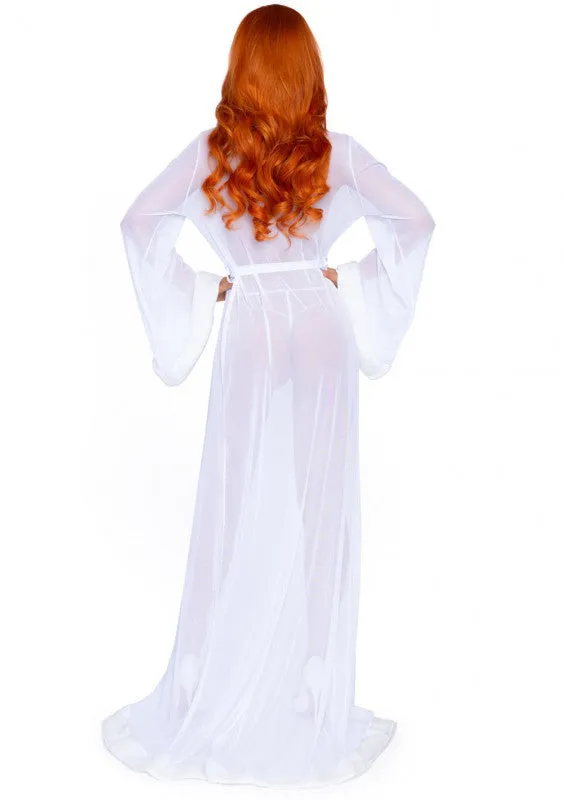 3pc Fur Trimmed Robe Set - White - One Size