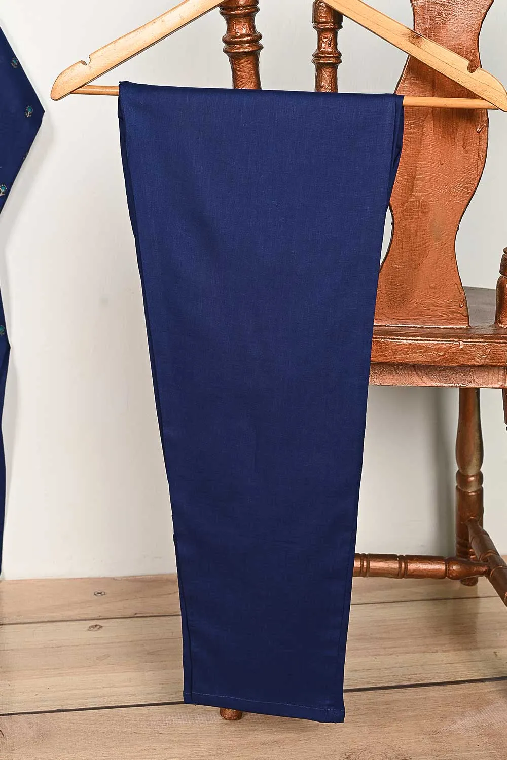 3SP-10A-Blue - 3PC COTTON EMBROIDERED Dress With Chiffon Embroidered Dupatta
