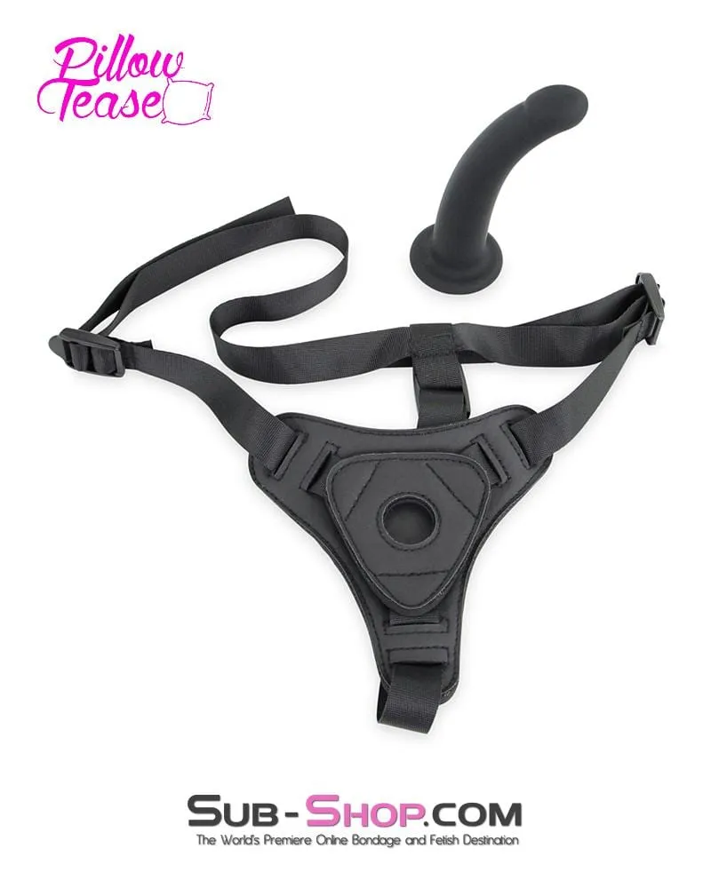 5741M-SIS      Pretty Sissy Boy BDSM Mistress Pegging Strap On Small Silicone Dildo and Soft Harness Set
