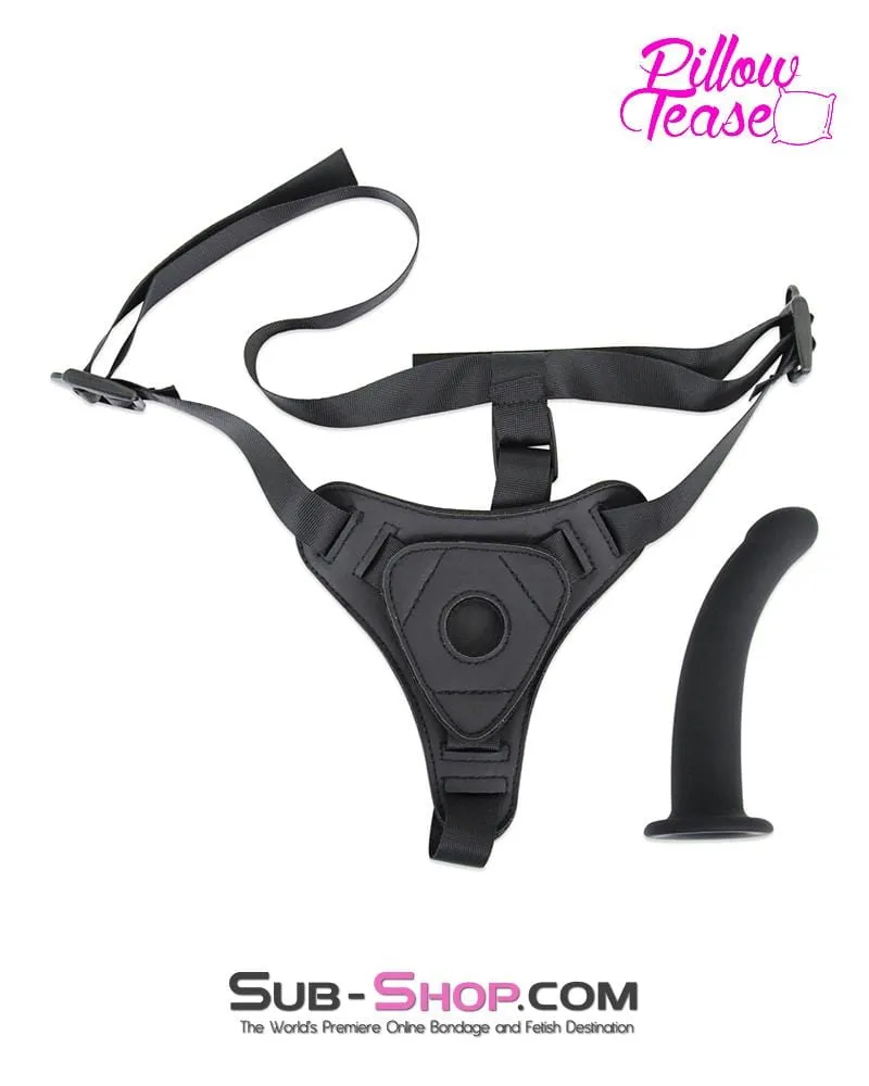 5741M-SIS      Pretty Sissy Boy BDSM Mistress Pegging Strap On Small Silicone Dildo and Soft Harness Set