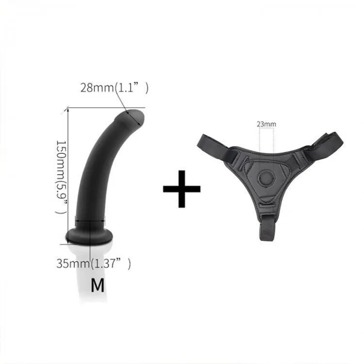 6171M      G Spot Pegger Strap On Silicone Dildo and Soft Harness Set