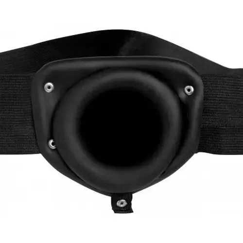 7.25-inch Silicone Black Inflatable Hollow Strap-on Dildo