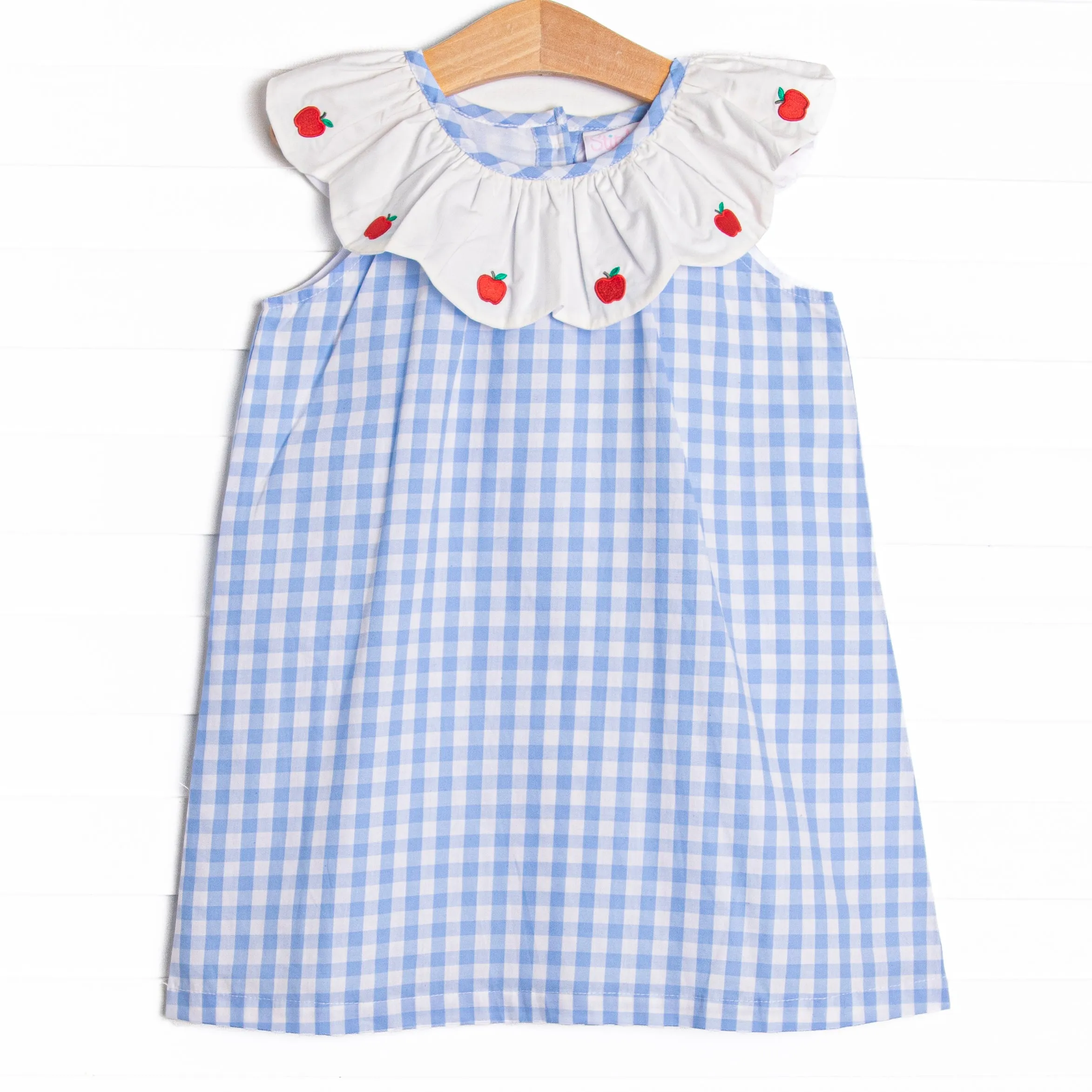 Addison Apple Embroidered Dress, Blue