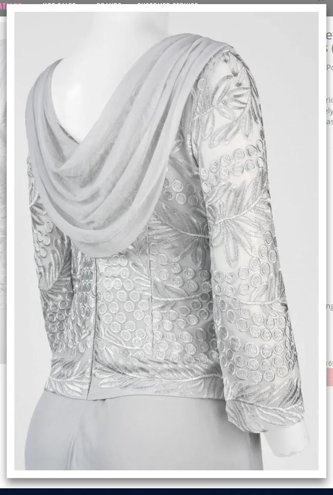 Alex Evenings 217197 Boat Neck Long Sleeve Embroidered Dress