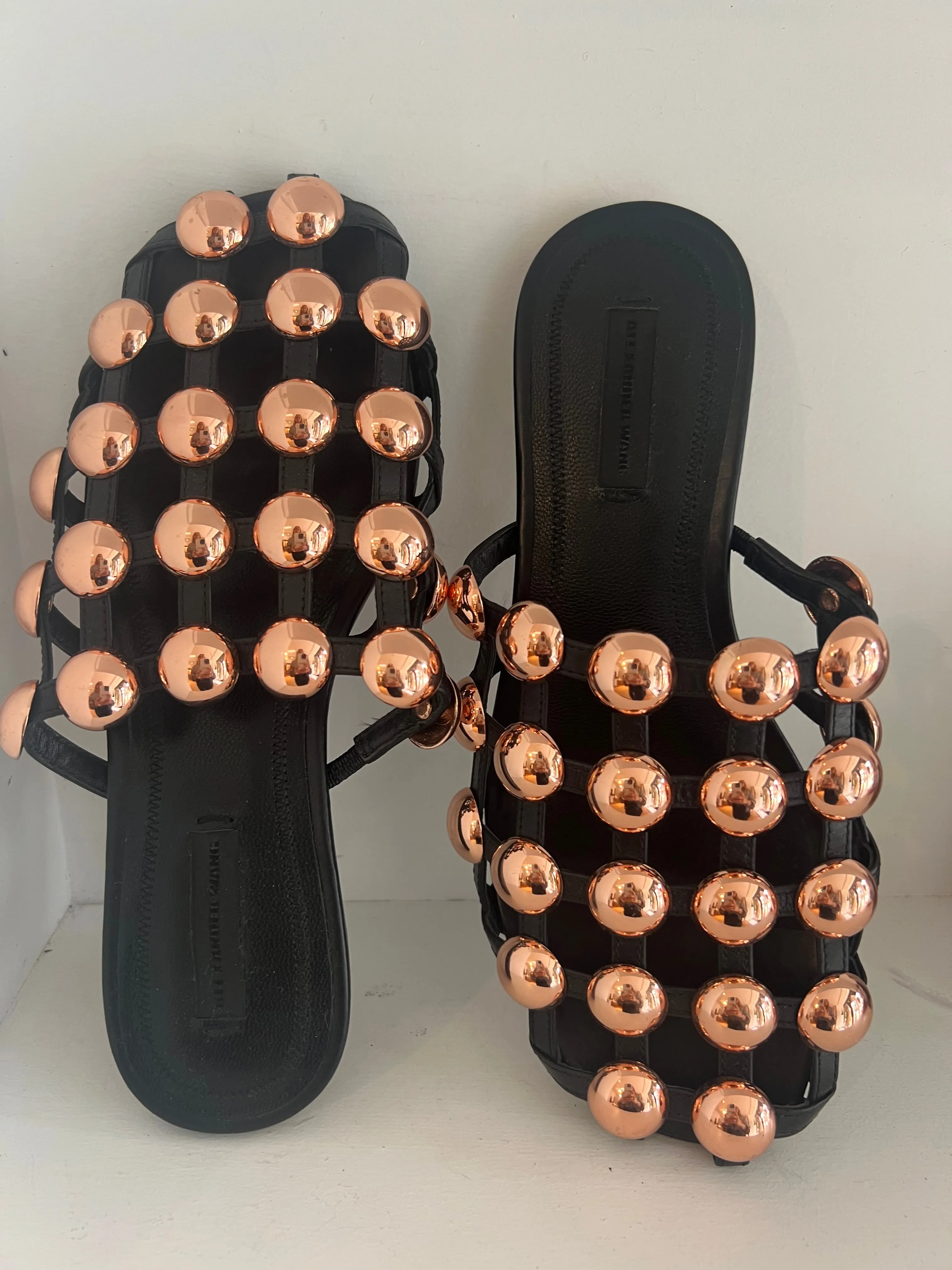 ALEXANDER WANG Amelia Studded Lattice Slides 36
