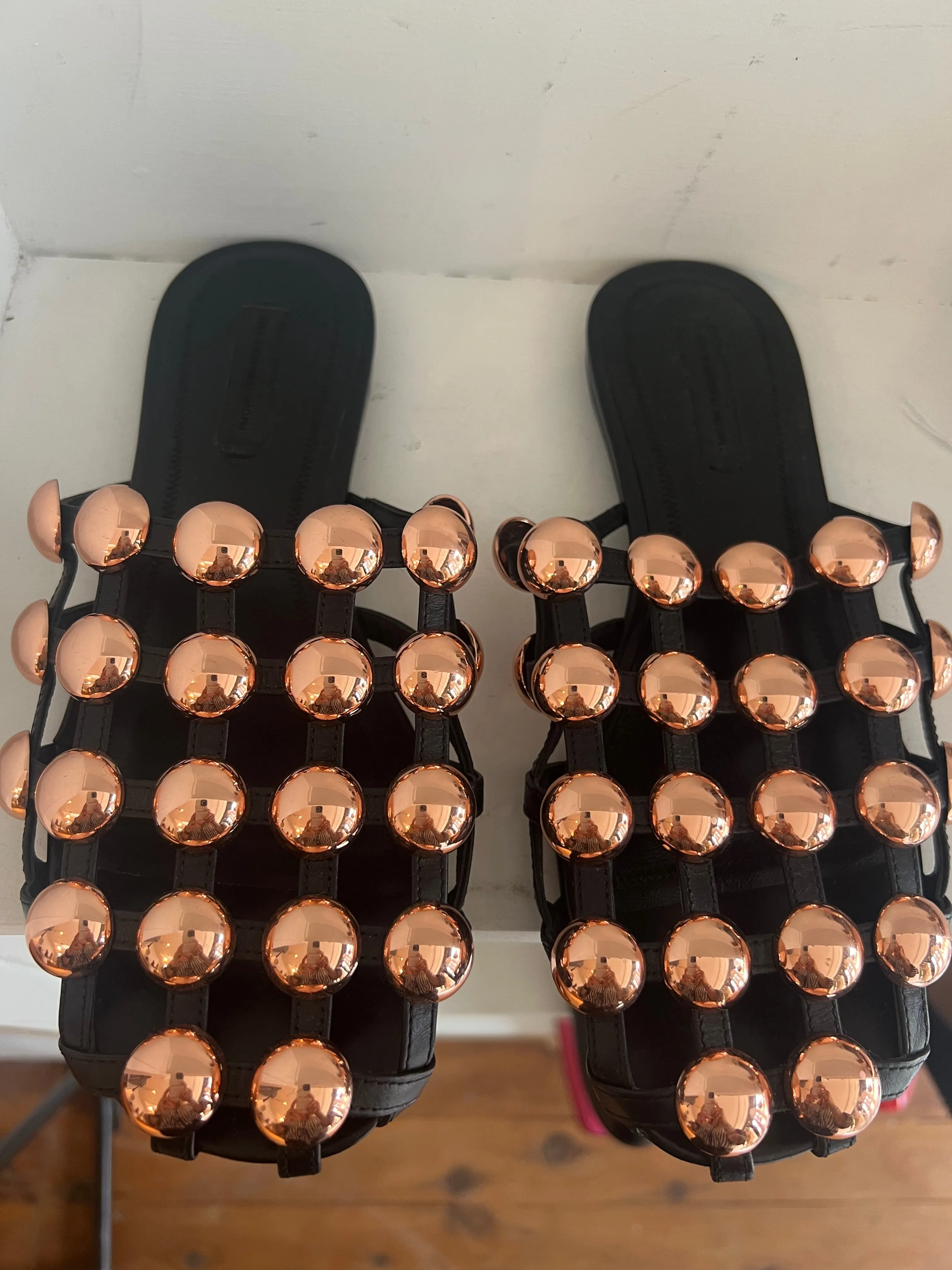 ALEXANDER WANG Amelia Studded Lattice Slides 36