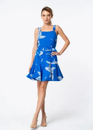 Alivia Embroidered Pinwheel Mini Dress - Blue