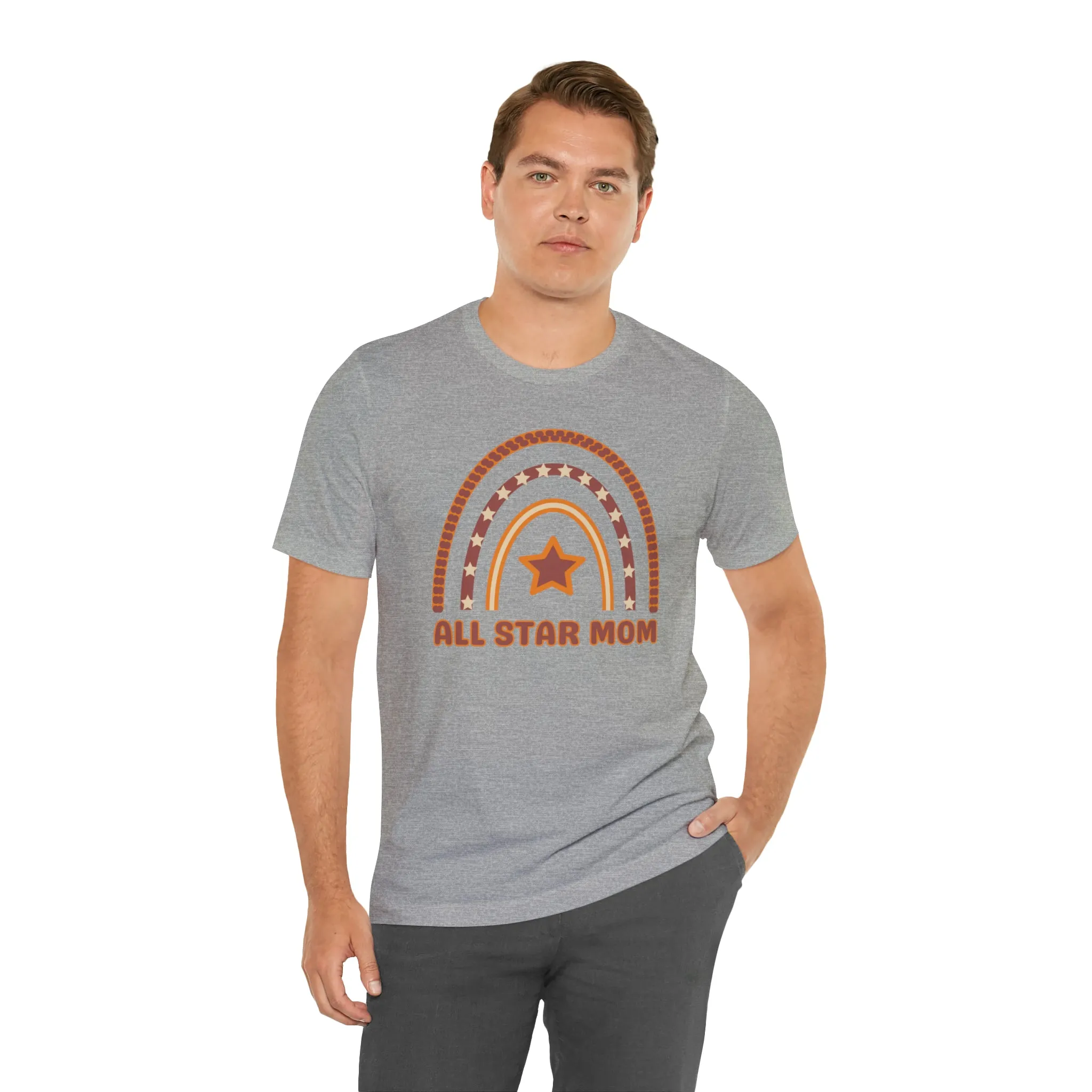 All Star Mom Rainbow T-Shirt | Love Ya Mom Tee |  Bella Canvas 3001 Unisex |  Mother Short Sleeve Tshirt