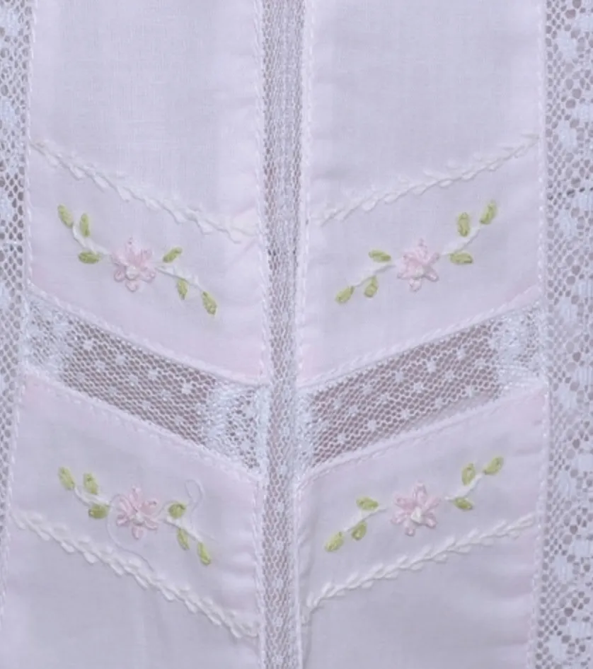 Amelia Dress - White With Pink Embroidery