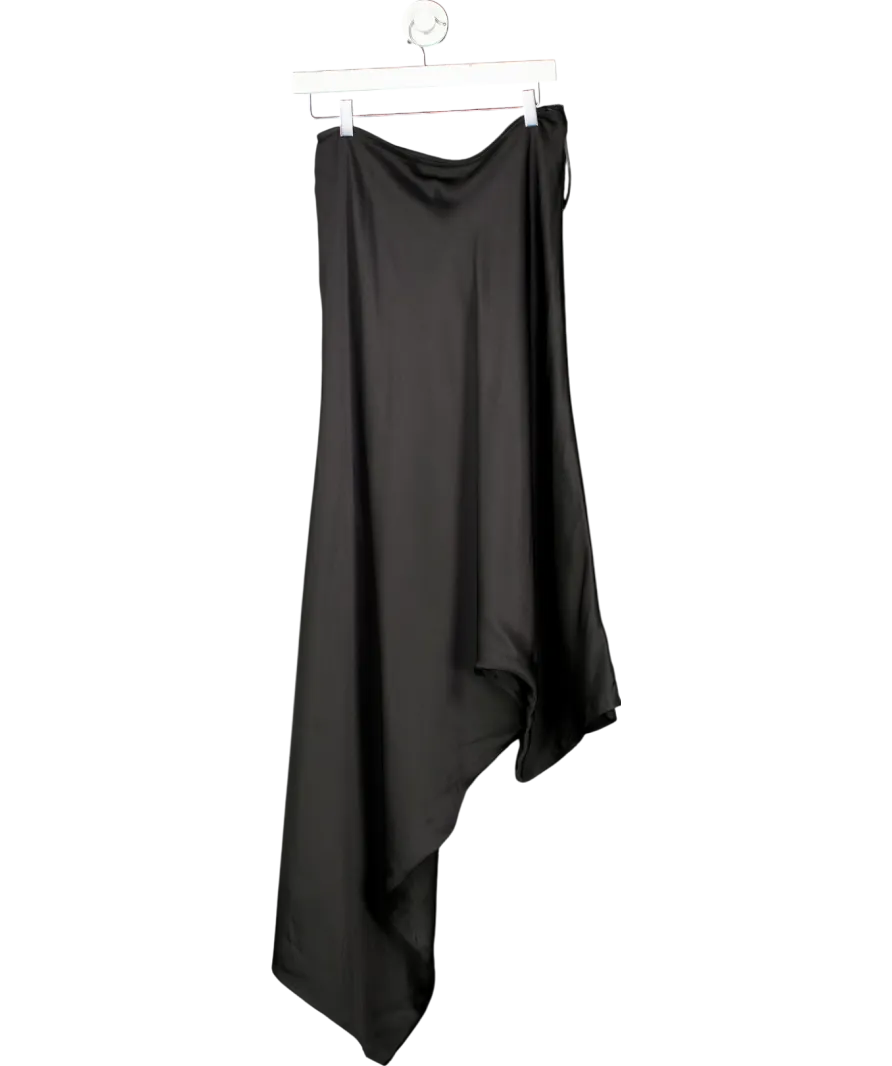 Anine Bing Black Roman One Sleeve Silk Midi Dress UK S