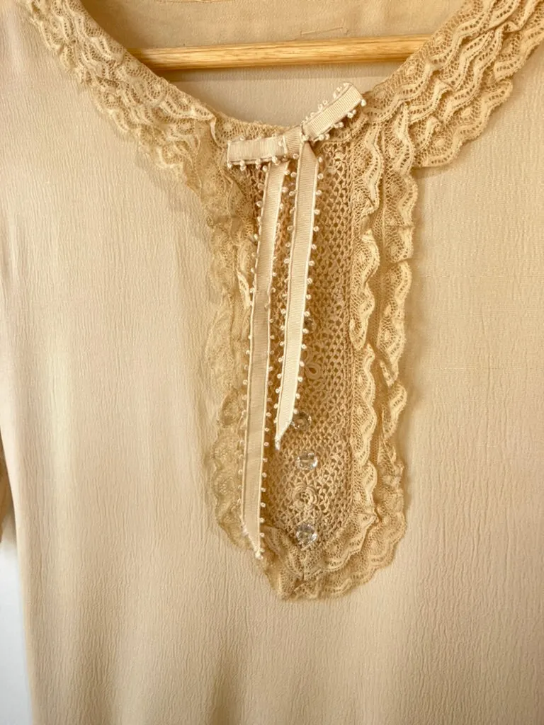 Antique Victorian Cream Silk Dress
