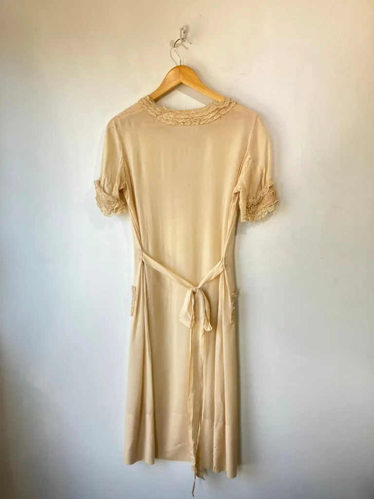 Antique Victorian Cream Silk Dress