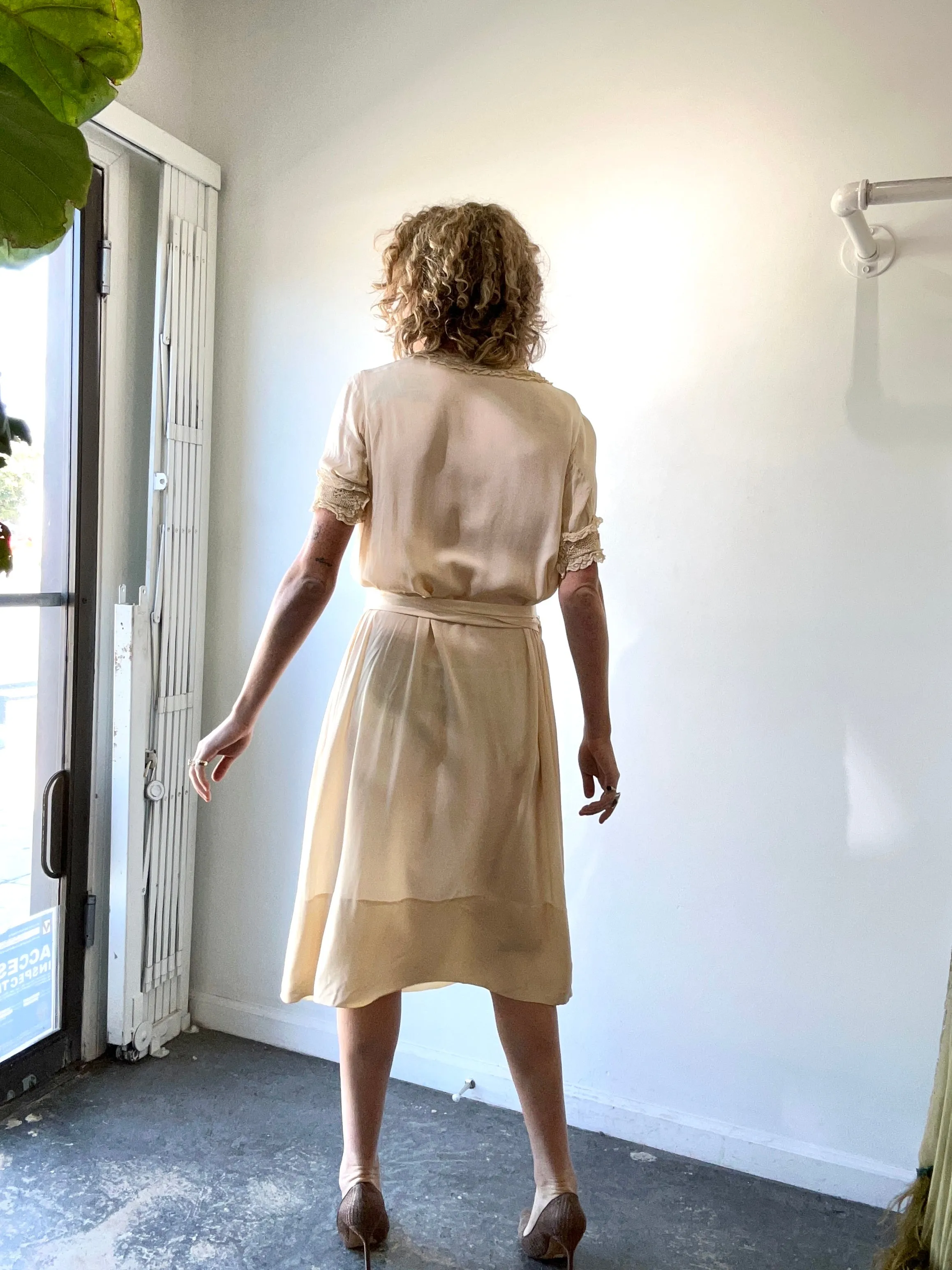 Antique Victorian Cream Silk Dress