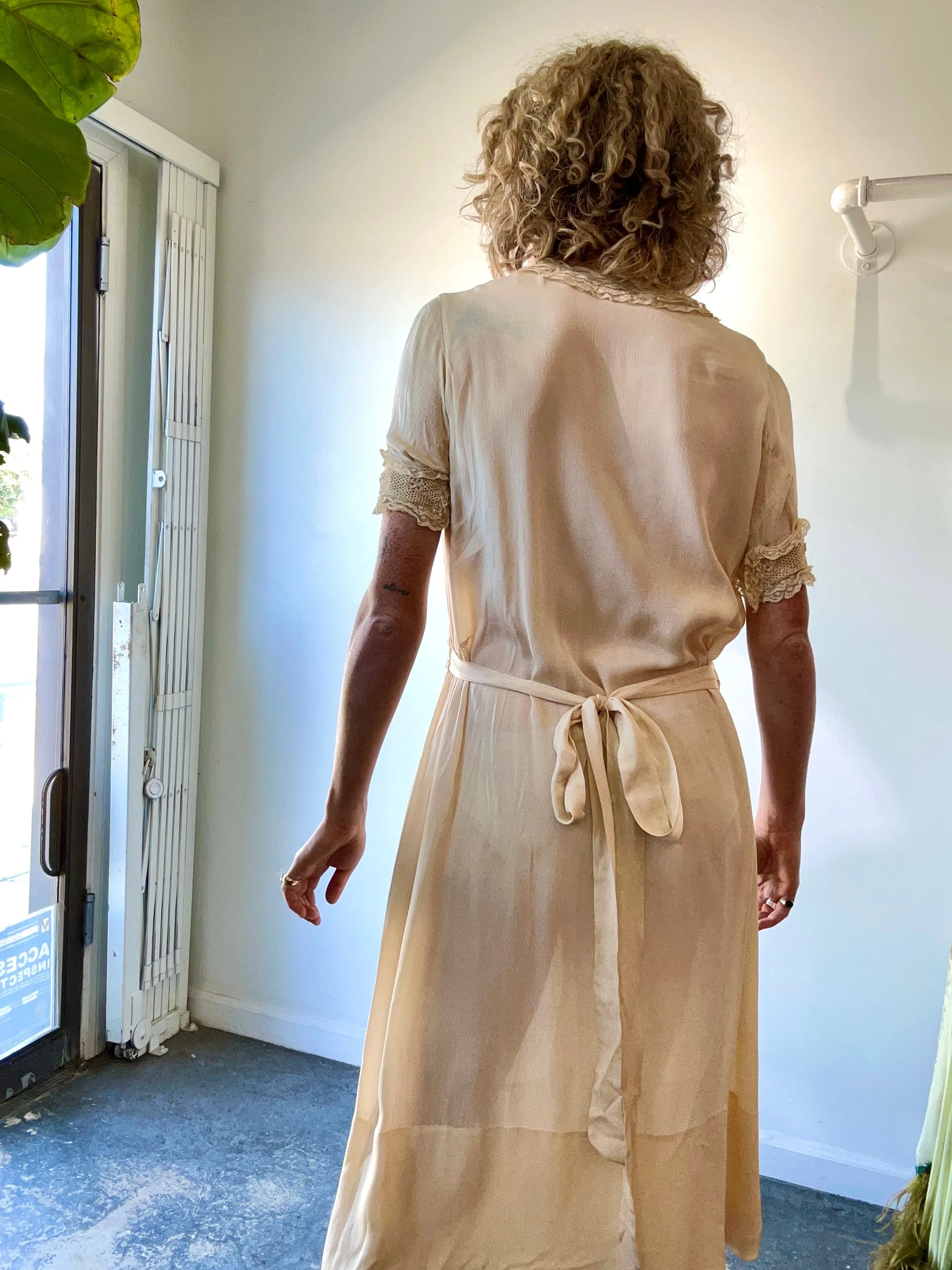 Antique Victorian Cream Silk Dress