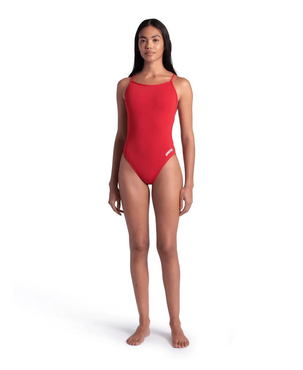 arena Performance Women's Solid Lace Back Red-White