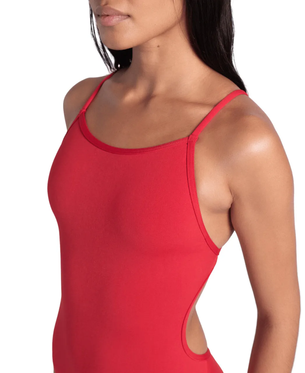 arena Performance Women's Solid Lace Back Red-White
