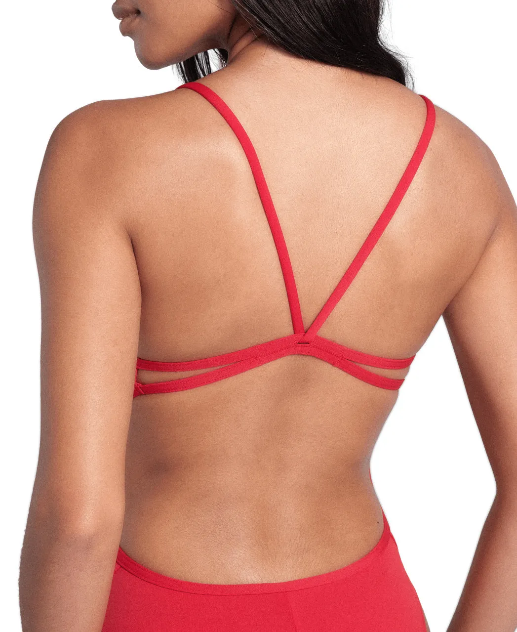 arena Performance Women's Solid Lace Back Red-White